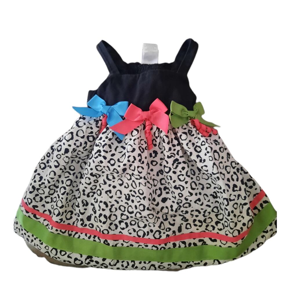 Goodlad of Philadelphia Black White print Blue Pink Green bows spaghetti straps